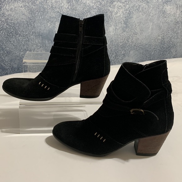 SUNDANCE black ankle boot suede buckle wrapped - Picture 4 of 16